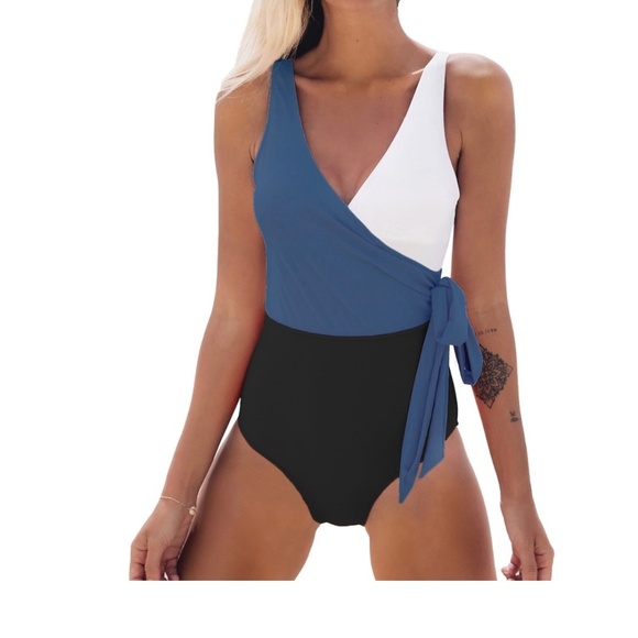 Cupshe Other - Cupshe Womens One Piece Swimsuit Wrap Color Block Tie Side Bathing Suit Sz Small